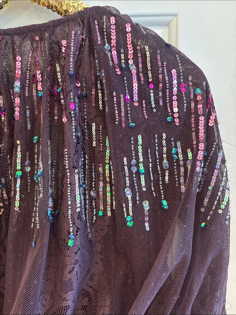 Free People Intimately Business as Usual Embellished Plum Sequin Bodysuit